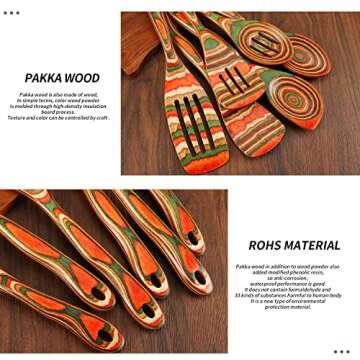 Wooden Spoons for Cooking, WOSPONFAN Kitchen Utensils Set, Pakkawood Kitchen Cooking Utensils Set, Apartment Essentials Wood Serving Spatula spoon, Salad Tongs, Home & kitchen Gift for Women