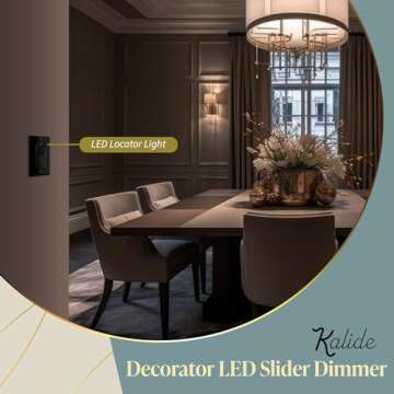 TOPGREENER Kalide Dimmer Light Switch, LED Dimmer Switch, Full Range Dimming, Single Pole/3-Way, 120VAC, 60Hz, 300W LED/CFL, Neutral Wire Not Required, Wall Plate Included, Black