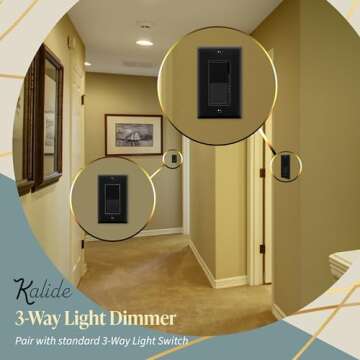 TOPGREENER Kalide Dimmer Light Switch, LED Dimmer Switch, Full Range Dimming, Single Pole/3-Way, 120VAC, 60Hz, 300W LED/CFL, Neutral Wire Not Required, Wall Plate Included, Black