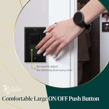 TOPGREENER Kalide Dimmer Light Switch, LED Dimmer Switch, Full Range Dimming, Single Pole/3-Way, 120VAC, 60Hz, 300W LED/CFL, Neutral Wire Not Required, Wall Plate Included, Black