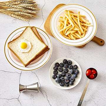 Elegant N9R 30 Pack Disposable Soup Bowls with Gold Rim