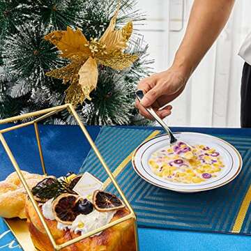 Elegant N9R 30 Pack Disposable Soup Bowls with Gold Rim