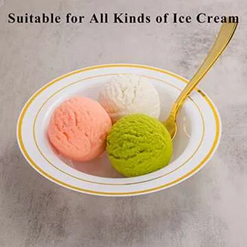 Elegant N9R 30 Pack Disposable Soup Bowls with Gold Rim