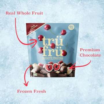 Tru Fru Nature's Cherries Frozen Fresh In White & Dark Chocolate, 8 Ounce Bag