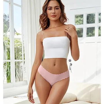 Wetopkim Seamless Thongs for Women, No Show Panties V-waisted Stretch Breathable, Seamless Thong Underwear 6 Pack S-XL