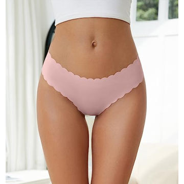 Wetopkim Seamless Thongs for Women, No Show Panties V-waisted Stretch Breathable, Seamless Thong Underwear 6 Pack S-XL