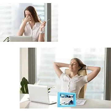 whimsyyy Moving Sand Art Liquid Motion Bubbler Flowing Sand Art Picture Desktop Sensory Calming Fidget Toy Voted Best Gift!(Ocean Heart) (Blue)