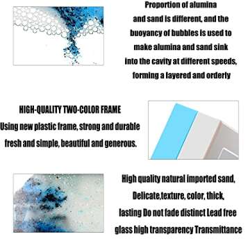 whimsyyy Moving Sand Art Liquid Motion Bubbler Flowing Sand Art Picture Desktop Sensory Calming Fidget Toy Voted Best Gift!(Ocean Heart) (Blue)