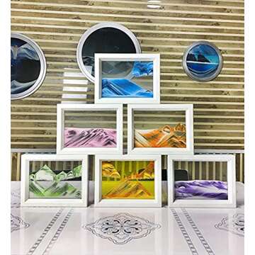 whimsyyy Moving Sand Art Liquid Motion Bubbler Flowing Sand Art Picture Desktop Sensory Calming Fidget Toy Voted Best Gift!(Ocean Heart) (Blue)