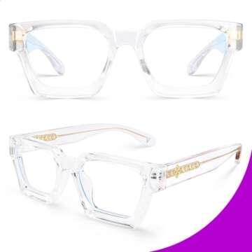VISOONE Blue Light Blocking Glasses with TR90 Rectangle Frame and Chic Preppy Look for Women Men RIV...