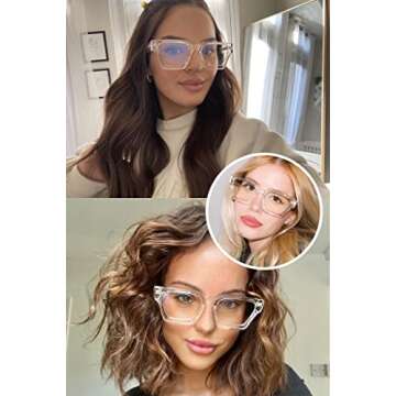 VISOONE Blue Light Blocking Glasses with TR90 Rectangle Frame and Chic Preppy Look for Women Men RIVER