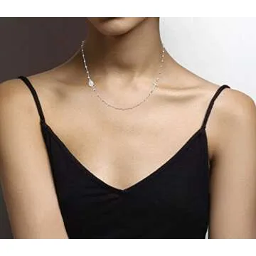 Miabella 925 Sterling Silver Italian Rosary Beaded Sideways Cross Dainty Chain Necklace for Women Made in Italy (18 Inches)