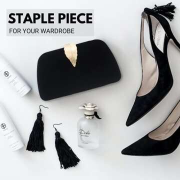 Before & Ever Evening Bag - Small Black Clutch Purses for Women Wedding - Women's Evening Handbags -...