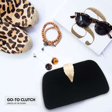 Before & Ever Evening Bag - Small Black Clutch Purses for Women Wedding - Women's Evening Handbags - Women's Clutch Handbags Formal Crossbody Evening Clutch