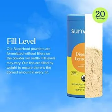 Sunwink Digestion Lemonade Superfood Powder | Lemonade Powder for Detox & Debloat | Organic Superfood Powder with Chicory Root, Amla, Dandelion | Supports Digestive & Gut Health | 4.2oz, 20 Servings