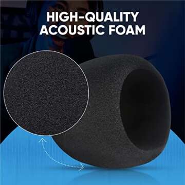 Foam Windscreen for Blue Yeti Microphone - Pop Filter Cover made from Quality Sponge Material that Filters Unwanted Recording and Background Noises - Black Color