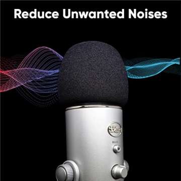 Foam Windscreen for Blue Yeti Microphone - Pop Filter Cover made from Quality Sponge Material that Filters Unwanted Recording and Background Noises - Black Color