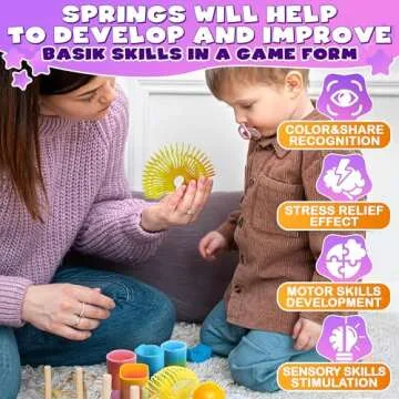 DIMROM 25Pcs Spring Rainbow Party Favor - Goodie Bags Stuffers Mini Party Favors Sensory Rainbow Toy Spring - Bulk Toys Small Toys Stress Relief Items