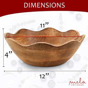 Handcrafted Mela Artisans Wooden Scalloped Bowl for Serving