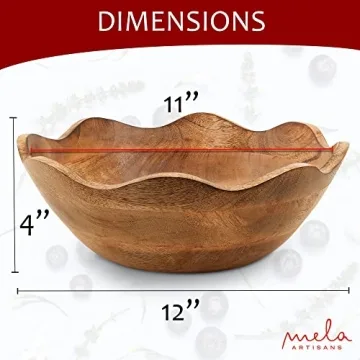 Handcrafted Mela Artisans Wooden Scalloped Bowl for Serving