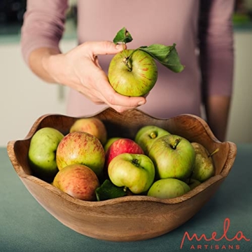 Handcrafted Mela Artisans Wooden Scalloped Bowl for Serving