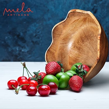 Handcrafted Mela Artisans Wooden Scalloped Bowl for Serving