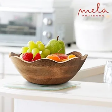 Handcrafted Mela Artisans Wooden Scalloped Bowl for Serving