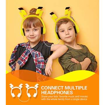 Kids Headphones with VoliBolt Ears for Safe Sharing