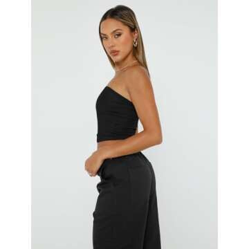 Trendy Queen Womens 3 Pack Tube Tops Crop Going Out Strapless Basic Backless Bandeau Bra Summer Outfits 2025