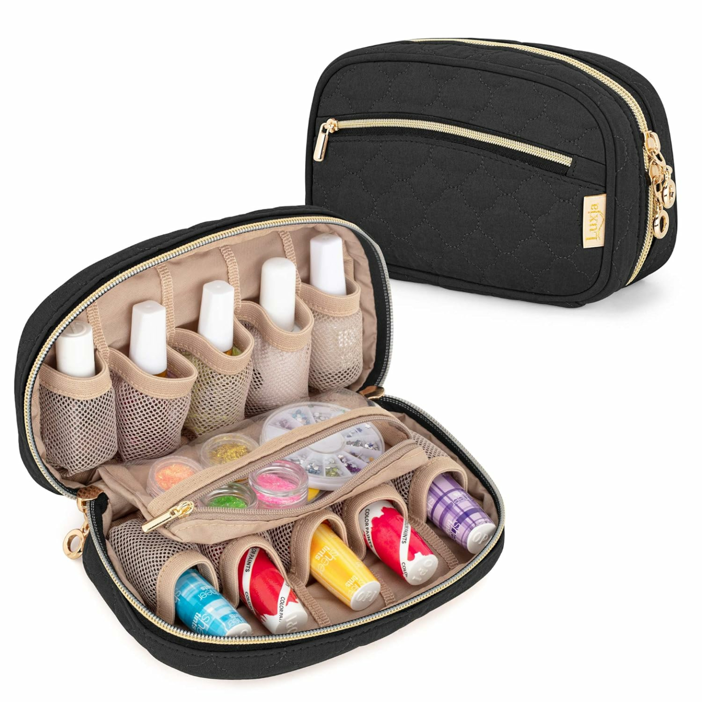LUXJA Nail Polish Case: Stylish Organizer for 10 Bottles