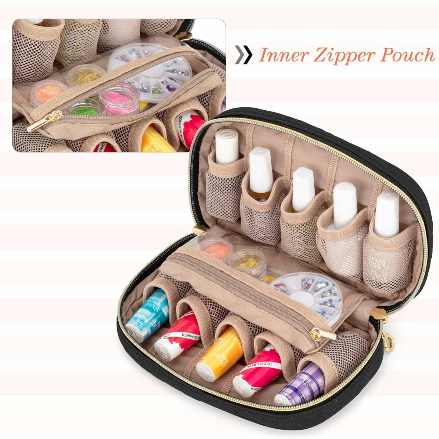 LUXJA Nail Polish Case: Stylish Organizer for 10 Bottles
