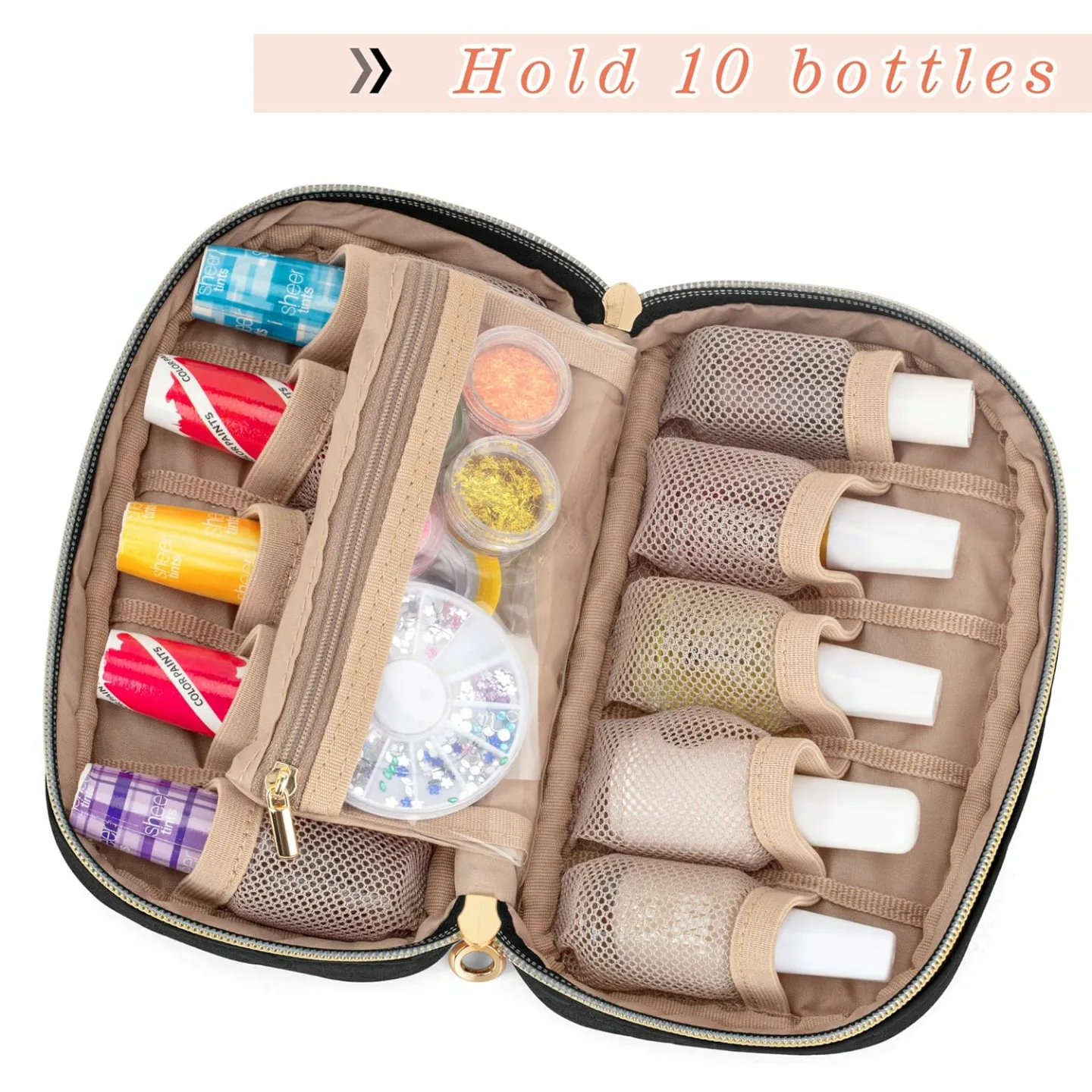 LUXJA Nail Polish Case: Stylish Organizer for 10 Bottles
