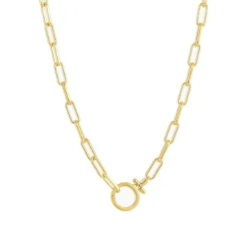 gorjana Women's Parker Necklace - 18k Gold Plated Adjustable Paperclip Link Chain, Chunky Clasp, Min...