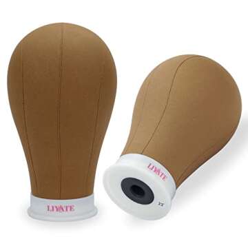 22 Inch Canvas Block Wig Head with Stand - Perfect for Wig Making