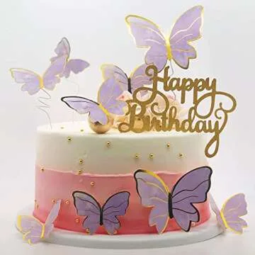 Butterfly Cake Topper Set for Birthdays and Parties