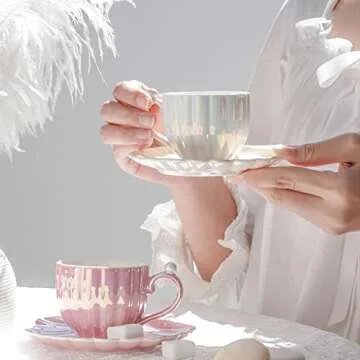 RareCi Pearl Shell Coffee Cup - Elegant 8oz Porcelain