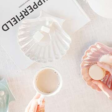 RareCi Pearl Shell Coffee Cup - Elegant 8oz Porcelain