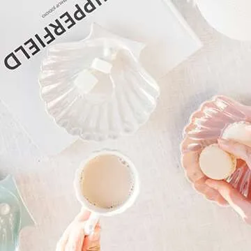 RareCi Pearl Shell Coffee Cup - Elegant 8oz Porcelain