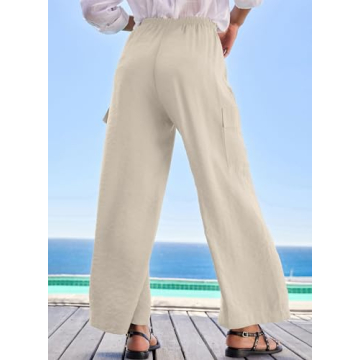 EVALESS Flowy Pants for Women - Summer Casual High Waisted Trousers