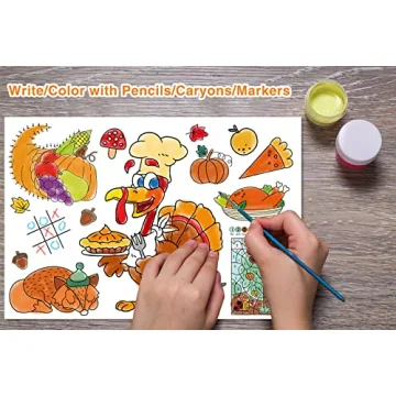 Thanksgiving Coloring Placemats for Kids - 12 Sheets Fun Activities