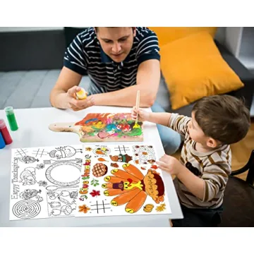 Thanksgiving Coloring Placemats for Kids - 12 Sheets Fun Activities