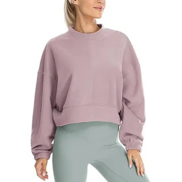 Icyzone Women's Stylish Oversized Fleece Lined Sweatshirt for Cold Weather Casual Wear Lilac