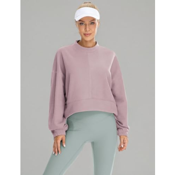 icyzone Women’s Oversized Fleece Lined Sweatshirt in Lilac