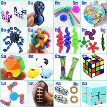 28 Pack Sensory Toys Set, Relieves Stress and Anxiety Fidget Toy for Children Adults, Special Toys Assortment for Birthday Party Favors, Classroom Rewards Prizes, Carnival, Piñata Goodie Bag Fillers