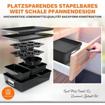 NutriChef 8-Piece Stackable Nonstick Bakeware Set - Bake with Ease