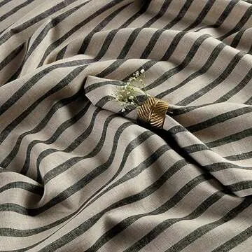 100% Pure Flax Linen Tablecloth - Black & Natural Stripe