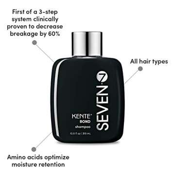 SEVEN Haircare KENTE BOND Shampoo for Split Ends + Damaged Hair, Sulfate Free, Cruelty Free with Green Tea, Guar & Pro Vitamin B5 for Men & Women, Made in USA, 10.8 oz.