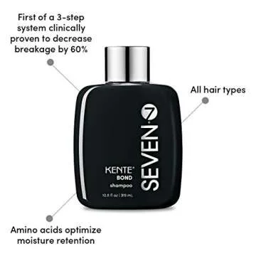 SEVEN Haircare KENTE BOND Shampoo for Split Ends + Damaged Hair, Sulfate Free, Cruelty Free with Green Tea, Guar & Pro Vitamin B5 for Men & Women, Made in USA, 10.8 oz.