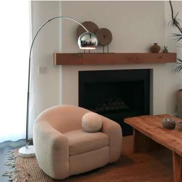 Brightech Olivia Floor Lamp, Arc Lamp for Living Rooms, Standing Lamp with LED Light Bulbs for Bedroom Reading, Great Living Room Décor, Tall Lamp for Offices - Chrome