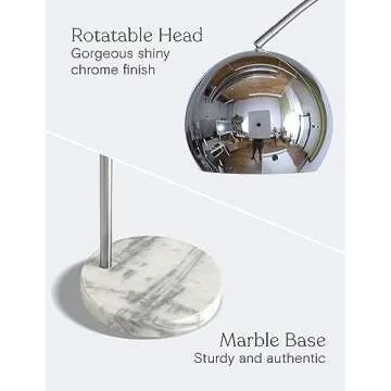 Brightech Olivia Floor Lamp, Arc Lamp for Living Rooms, Standing Lamp with LED Light Bulbs for Bedroom Reading, Great Living Room Décor, Tall Lamp for Offices - Chrome